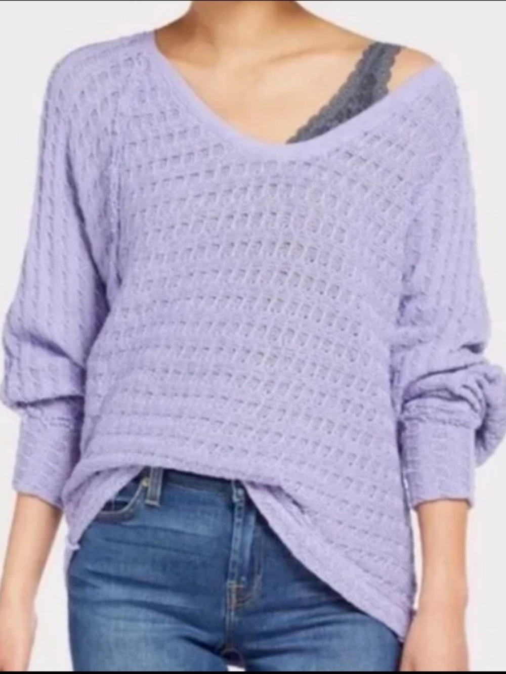 We The Free Free People Thiens Hacci Texture Knit Top Pullover Oversized M